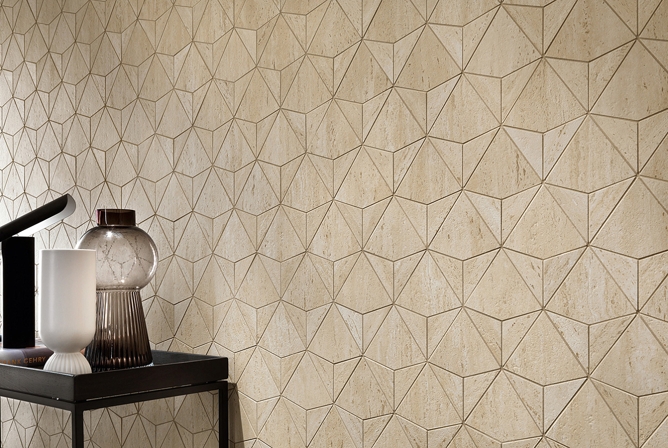 MARVEL TRAVERTINE / SAND MOSAICO ORIGAMI